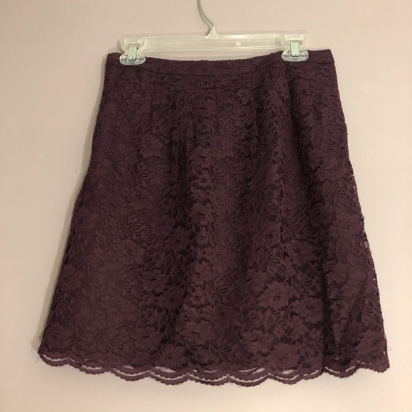 Loft Mini Skirt Lace Floral Plum NWT 4 - Picture 5 of 5